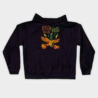 Halloween Skeleton Riding Eagle Spook Tacular Ween Kids Hoodie